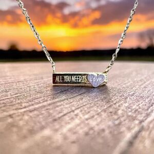 Indio Jewelry Silver Gold All You Need is Love Bar Necklace #222